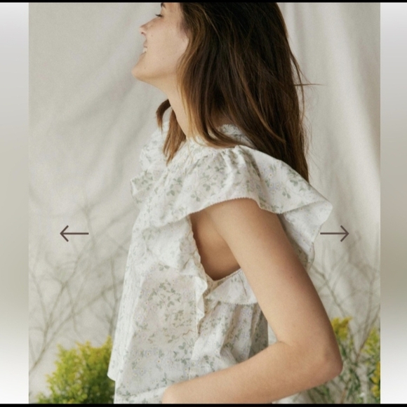 Christy Dawn Rosalee ditsy floral flutter short sleeve blouse cottagecore - Picture 3 of 14